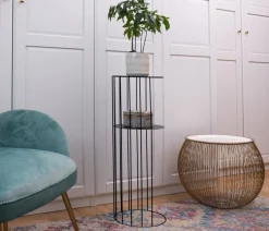 Zestaw 3 stojaków na kwiaty z drutu czarne w stylu LOFT