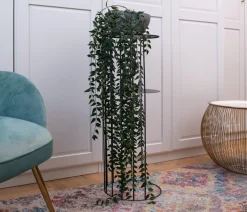 Zestaw 3 stojaków na kwiaty z drutu czarne w stylu LOFT
