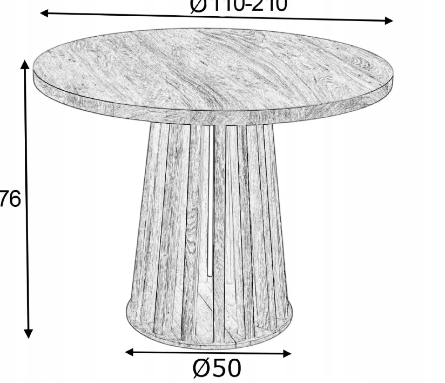 Zestaw Stół okrągły fornir 110/210cm LAMEL krzesła 4szt dębowe beżowe