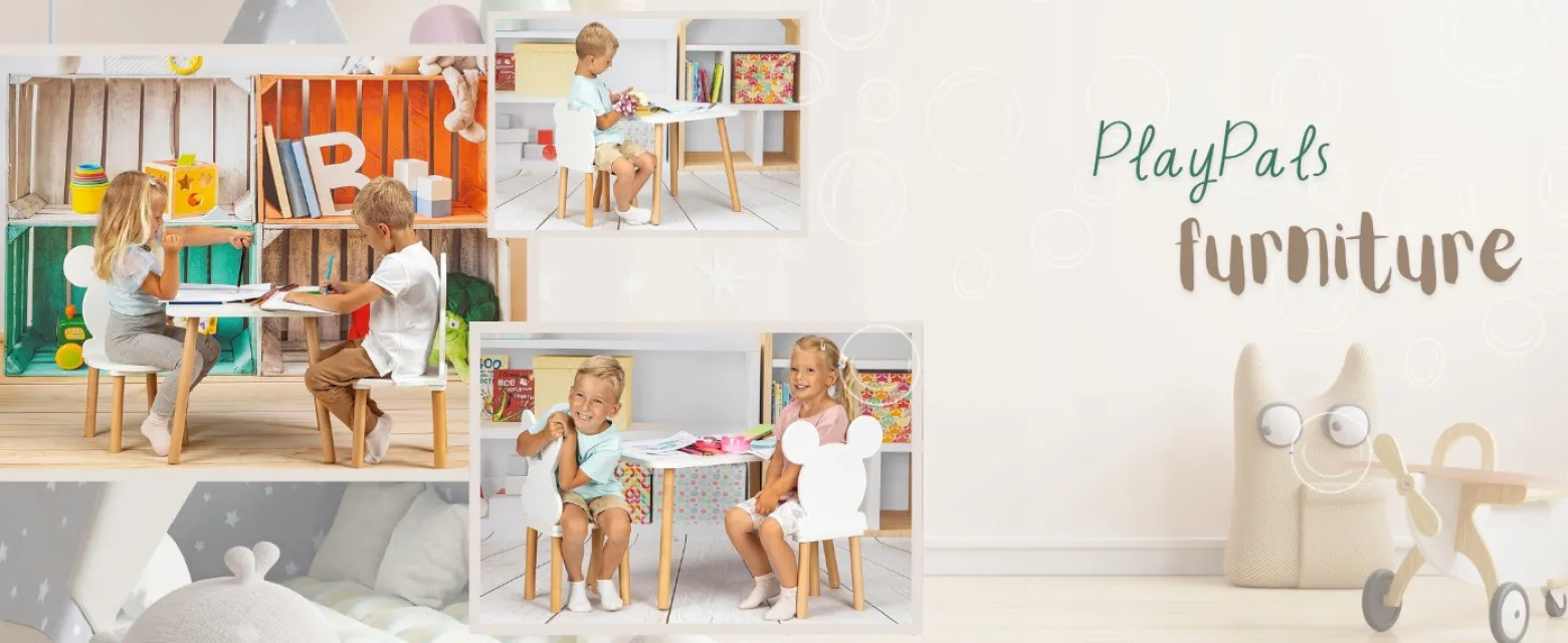 Zestaw Stolik dwa krzesełka Misie 50 x 60 cm białe