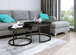 Zestaw Stolików Kawowych 2w1 Salon Industrial Loft Czarny+Czarny MiniPearl
