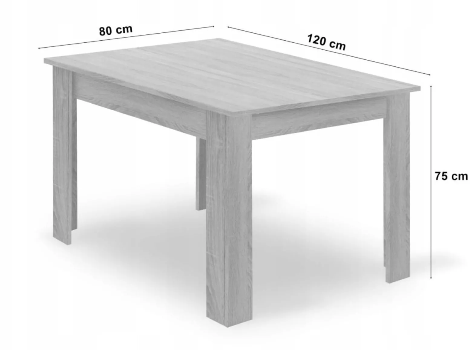 Zestaw stół prostokątny 120x80 craft + 4 krzesła MARK czarne