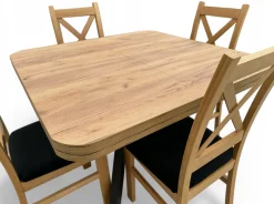 Zestaw Stół rozkładany Zaowal 90x90/190 cm + 4 Krzesła Dąb Craft + Velvet