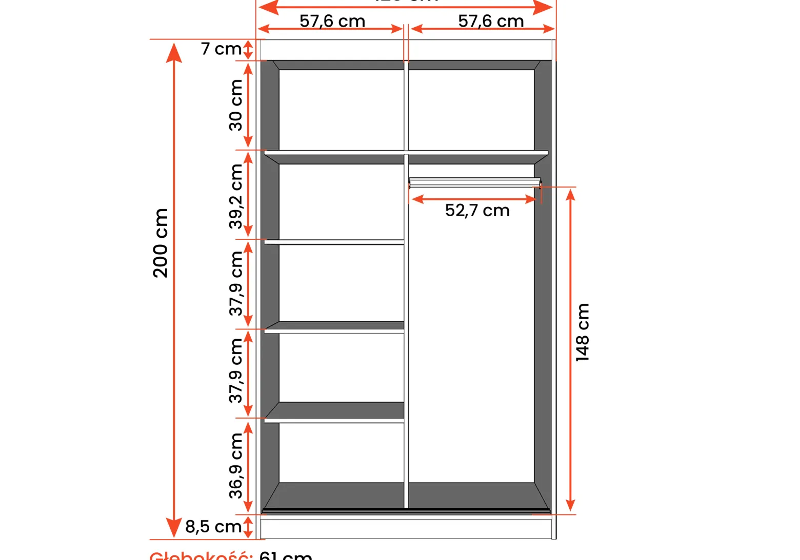Zestaw szafa z komodą Vista 06 Frida 02 Biały/Biały