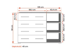 Zestaw szafa z komodą Vista 06 Frida 02 Biały/Biały