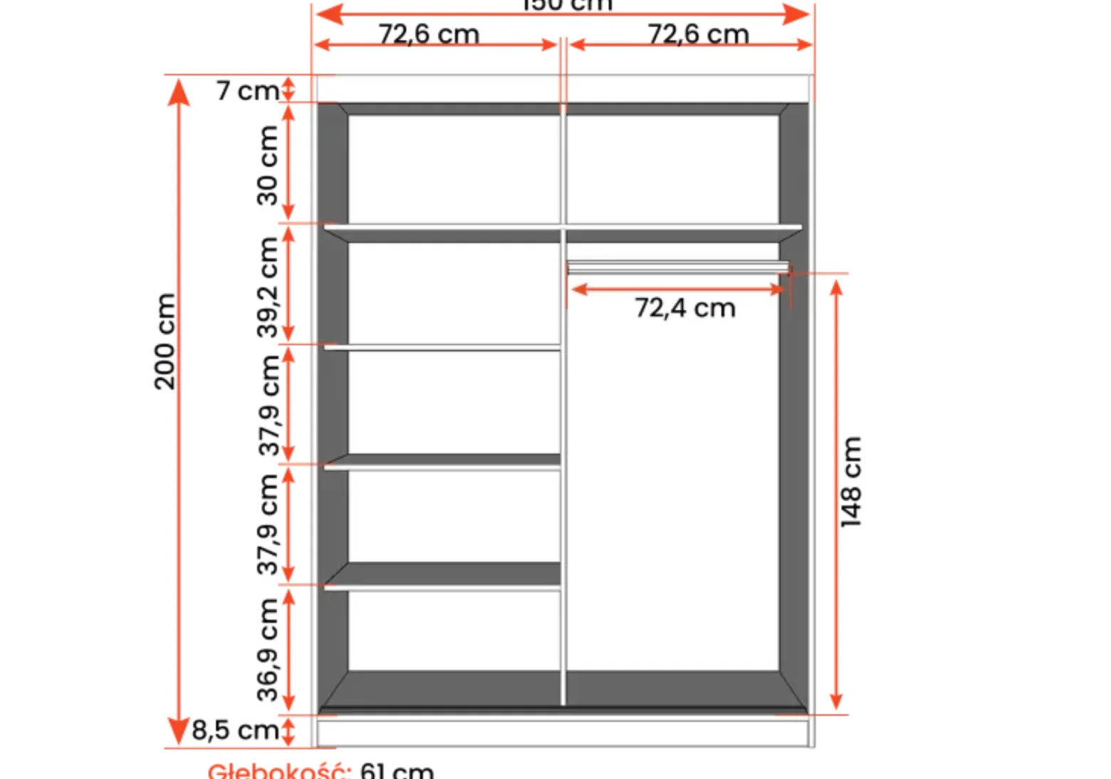 Zestaw szafa z komodą Vista 05 Frida 01 Mini Biały/Dąb Sonoma