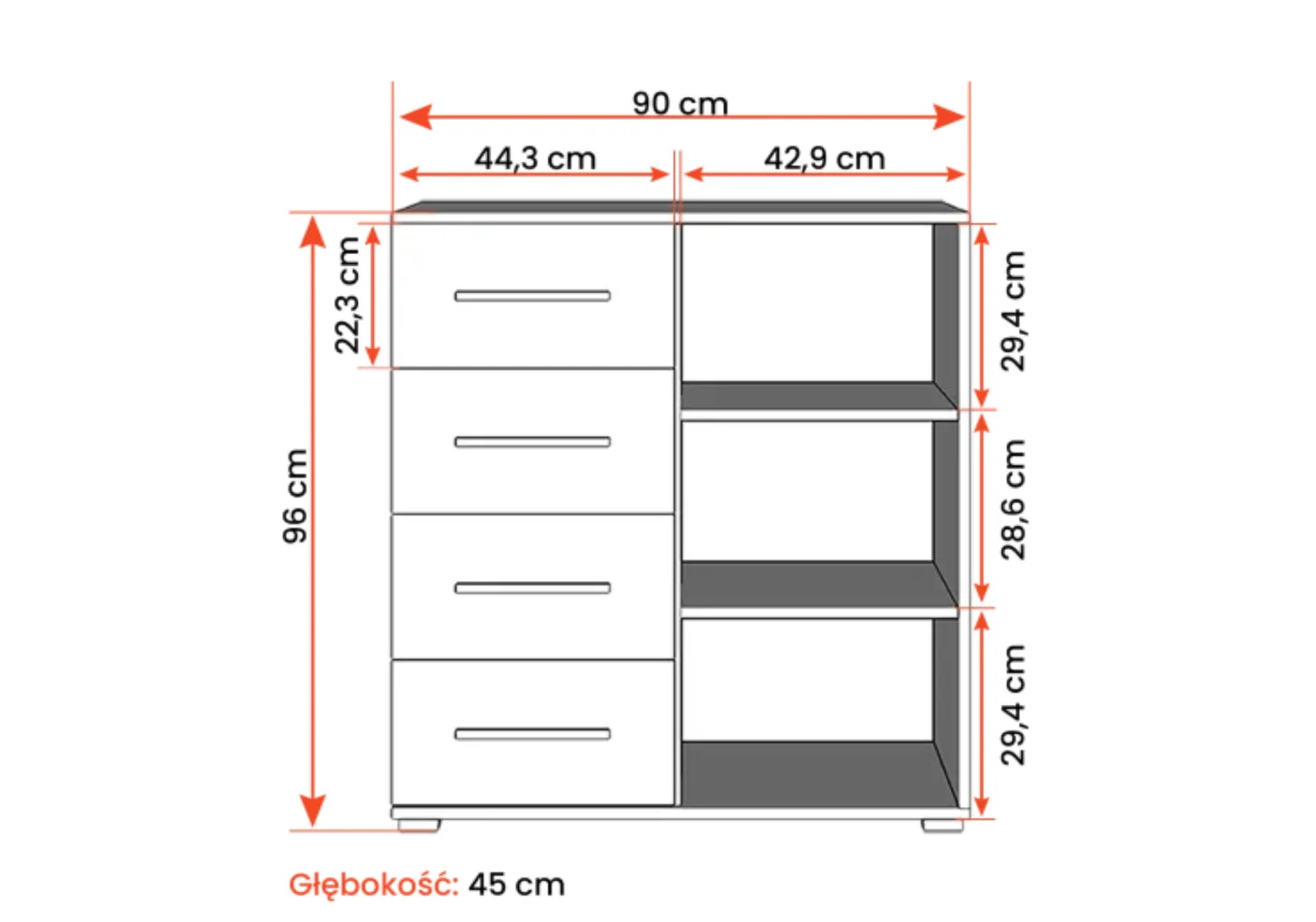 Zestaw szafa z komodą Vista 05 Frida 01 Mini Biały/Dąb Sonoma