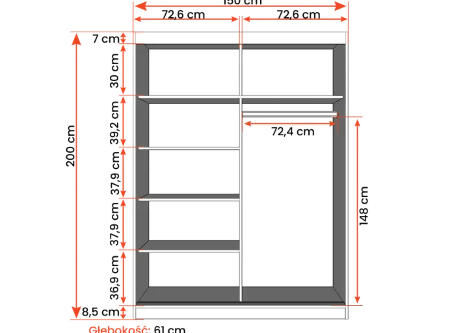 Zestaw szafa z komodą Vista 04 Frida 01 Biały/Biały