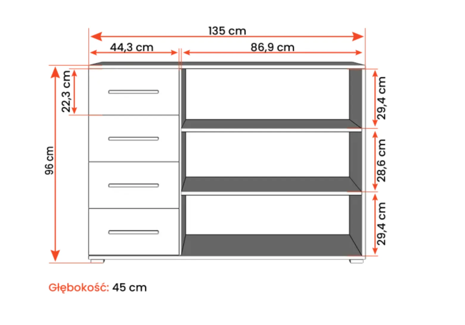 Zestaw szafa z komodą Vista 04 Frida 01 Biały/Biały