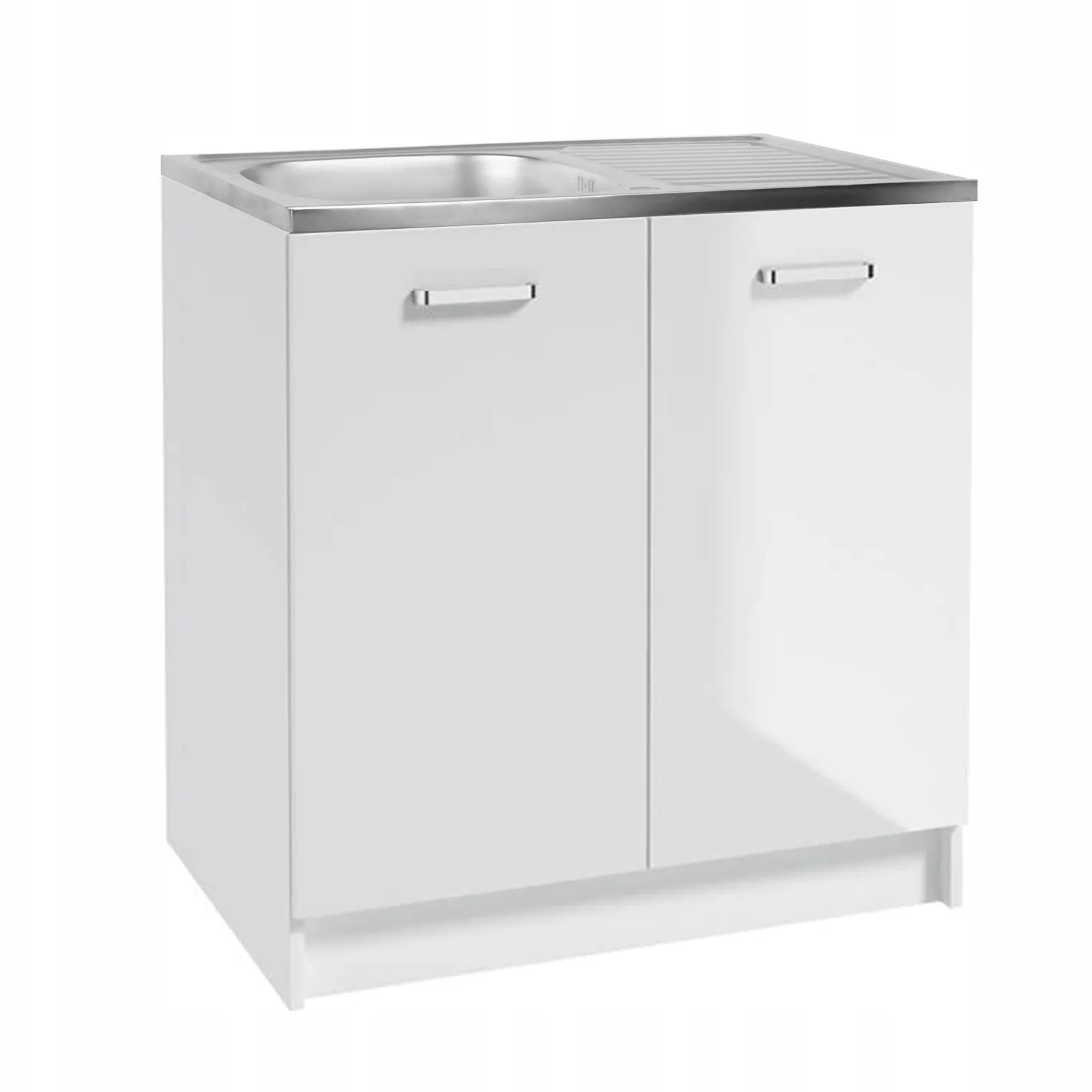 Zestaw Szafek Kuchennych Kompletny Zlew 80 x 50 cm Biała Połysk + Wisząca