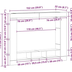 Zestaw Szafek RTV Szafka pod Telewizor Meblościanka Brąz 152 x 22 x 113 cm