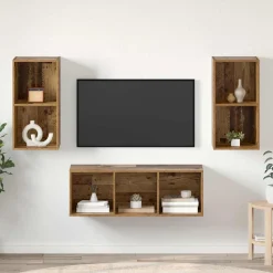 Zestaw Szafek RTV Szafka pod Telewizor Meblościanka Brąz 37 x 37 x 107 cm