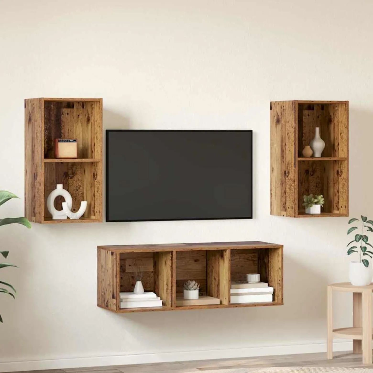 Zestaw Szafek RTV Szafka pod Telewizor Meblościanka Brąz 37 x 37 x 107 cm