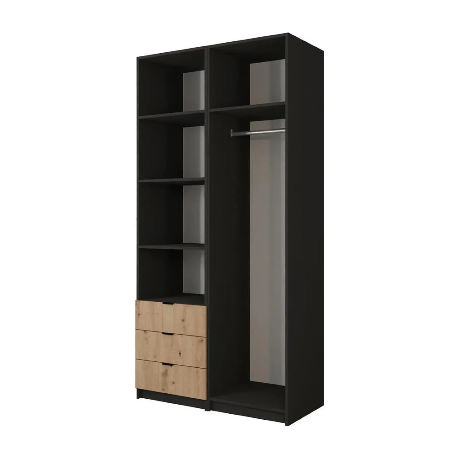 Zestaw szaf modułowych ONYX 100 czarna/wotan + lamel wotan