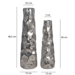 Zestaw 2 Wazonów Aluminiowych Nowoczesny Młotkowy Wazon Kwiaty Metal