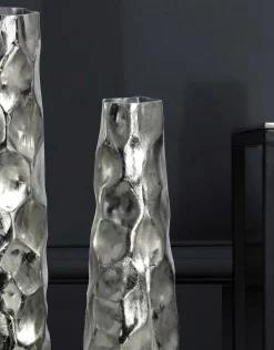 Zestaw 2 Wazonów Aluminiowych Nowoczesny Młotkowy Wazon Kwiaty Metal