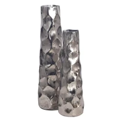 Zestaw 2 Wazonów Aluminiowych Nowoczesny Młotkowy Wazon Kwiaty Metal