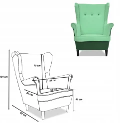 Zestaw wypoczynkowy ARI DUO sofa fotele pufy Family Meble zielono - miętowy