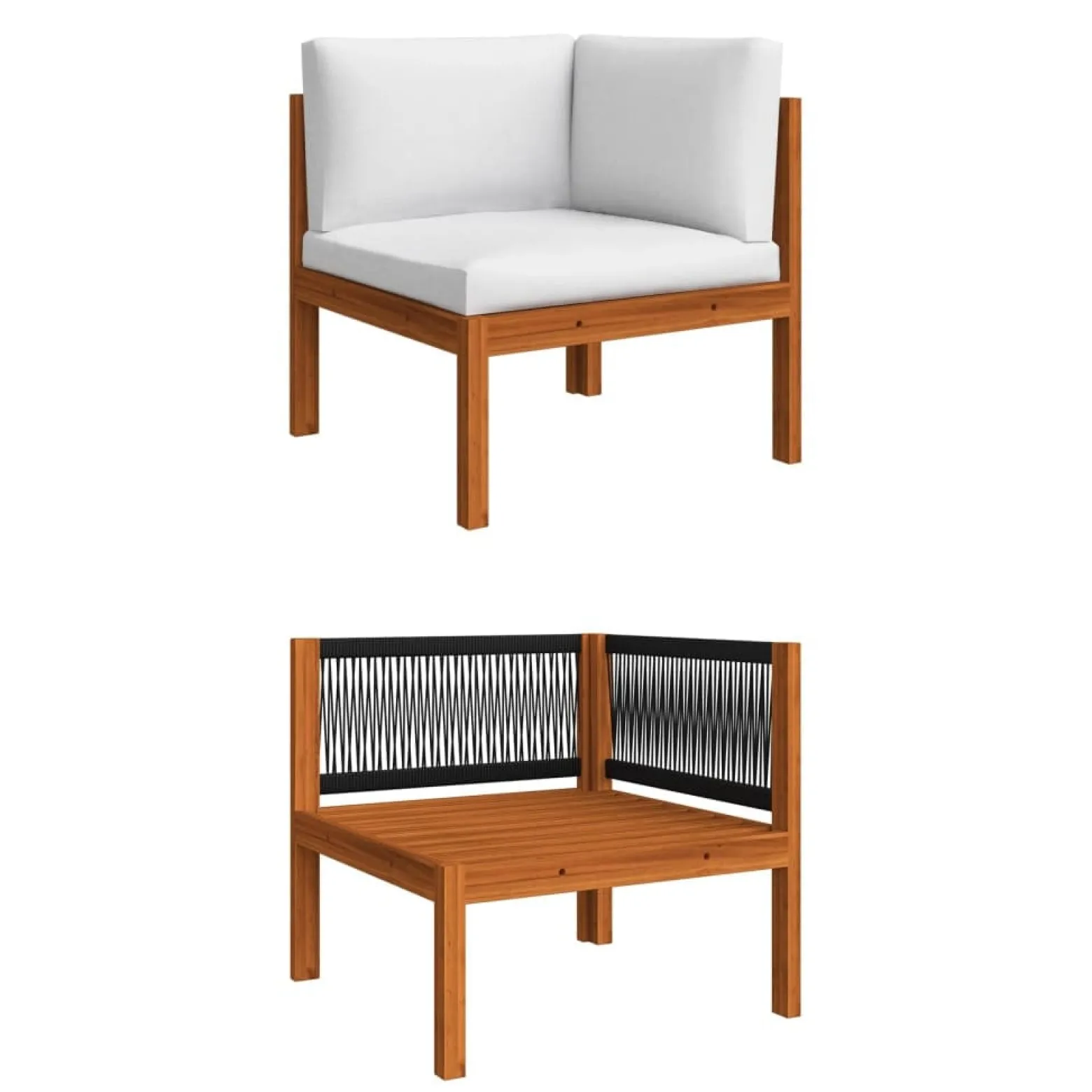 Zestaw wypoczynkowy do ogrodu Biały Drewno akacjowe hjørne + 2x sofa