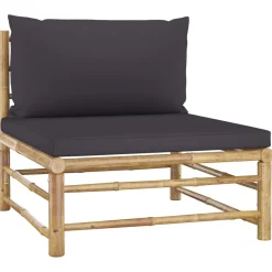 Zestaw wypoczynkowy do ogrodu Szary Bambus 2x sofa środkowa + podnóżek