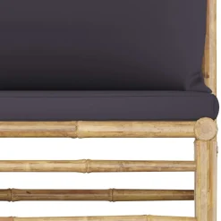 Zestaw wypoczynkowy do ogrodu Szary Bambus 2x sofa środkowa + podnóżek