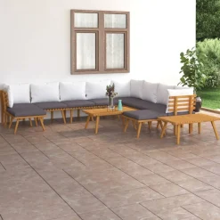Zestaw wypoczynkowy do ogrodu Brąz Drewno akacjowe 3x hjørne + 5x sofa