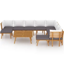 Zestaw wypoczynkowy do ogrodu Brąz Drewno akacjowe 3x hjørne + 5x sofa