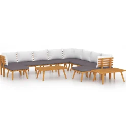 Zestaw wypoczynkowy do ogrodu Brąz Drewno akacjowe 3x hjørne + 5x sofa