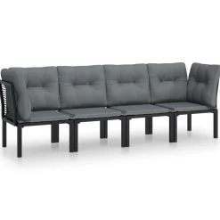 Zestaw wypoczynkowy do ogrodu Czarny Stal 2x hjørne + 2x sofa środkowa