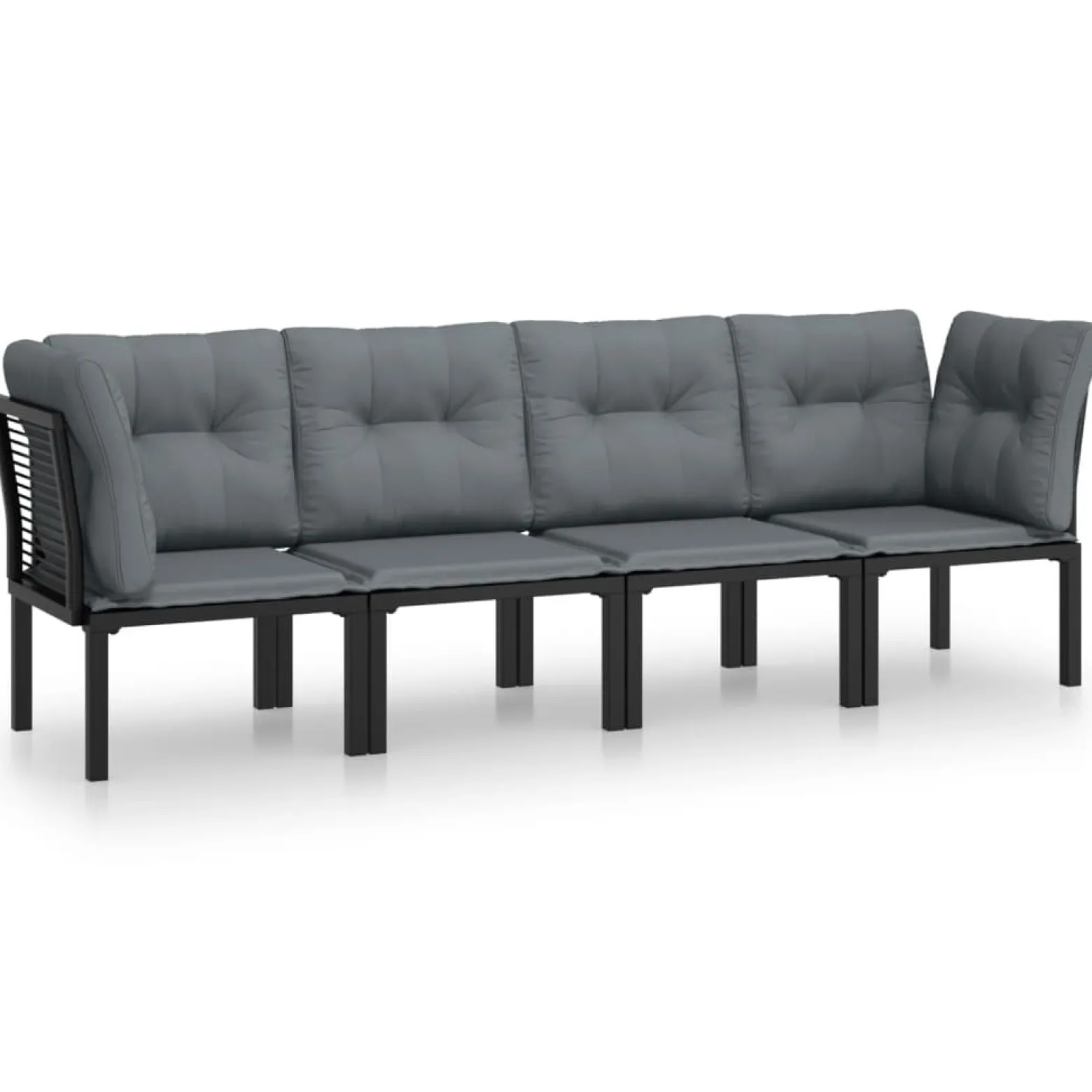 Zestaw wypoczynkowy do ogrodu Czarny Stal 2x hjørne + 2x sofa środkowa