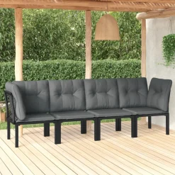 Zestaw wypoczynkowy do ogrodu Czarny Stal 2x hjørne + 2x sofa środkowa