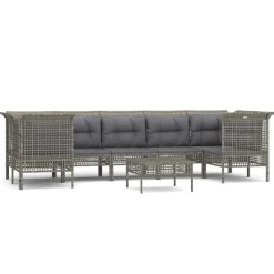 Zestaw wypoczynkowy do ogrodu Szary Technorattan 4x narożna + 3x sofa