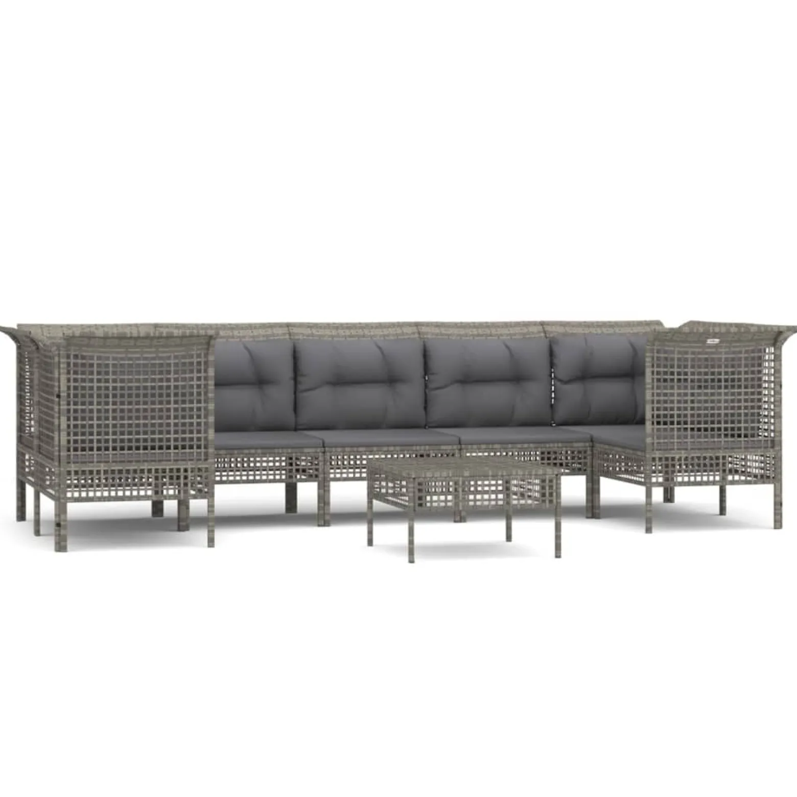 Zestaw wypoczynkowy do ogrodu Szary Technorattan 4x narożna + 3x sofa