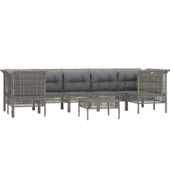 Zestaw wypoczynkowy do ogrodu Szary Technorattan 4x narożna + 3x sofa