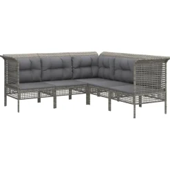 Zestaw wypoczynkowy do ogrodu Szary Technorattan 4x narożna + 3x sofa