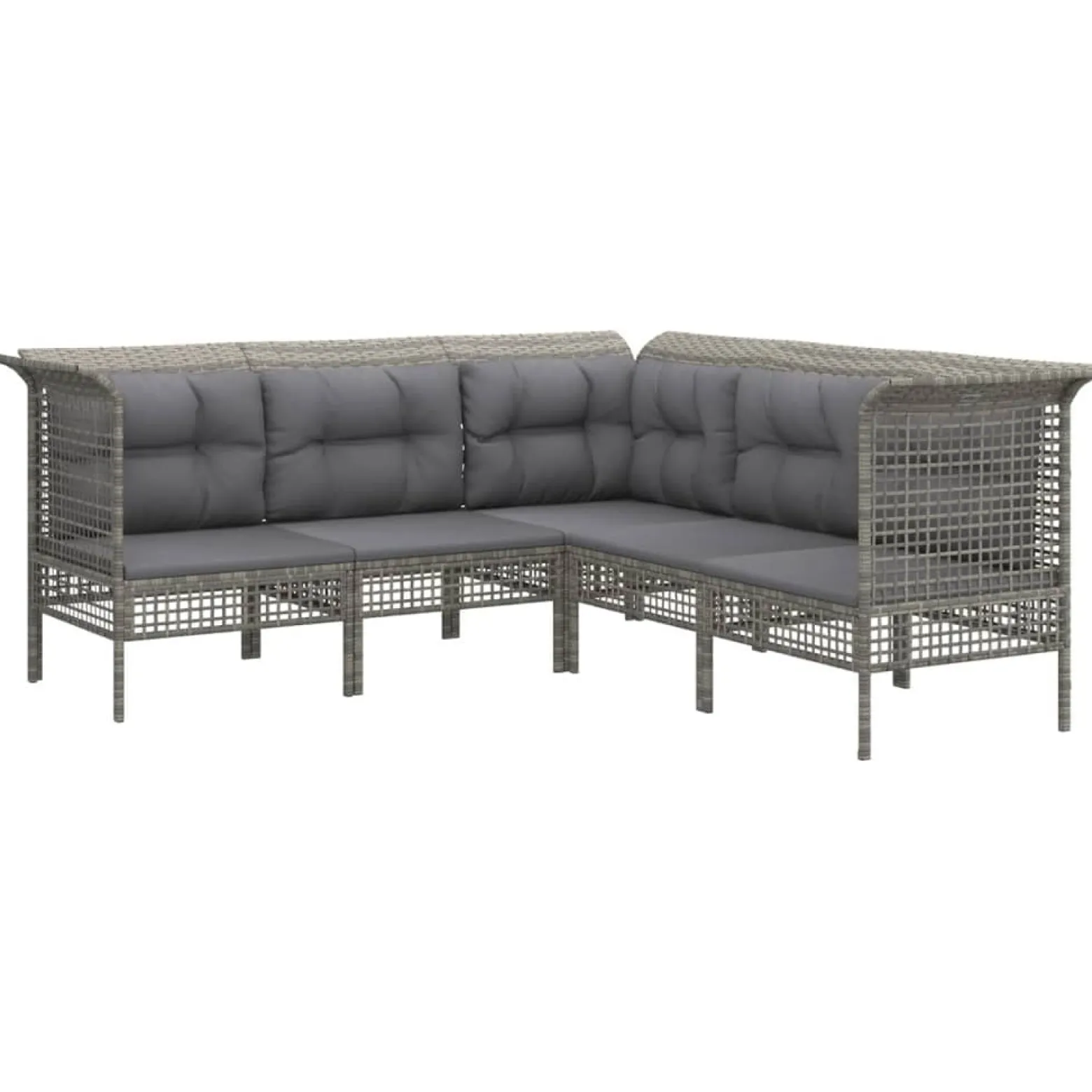 Zestaw wypoczynkowy do ogrodu Szary Technorattan 4x narożna + 3x sofa