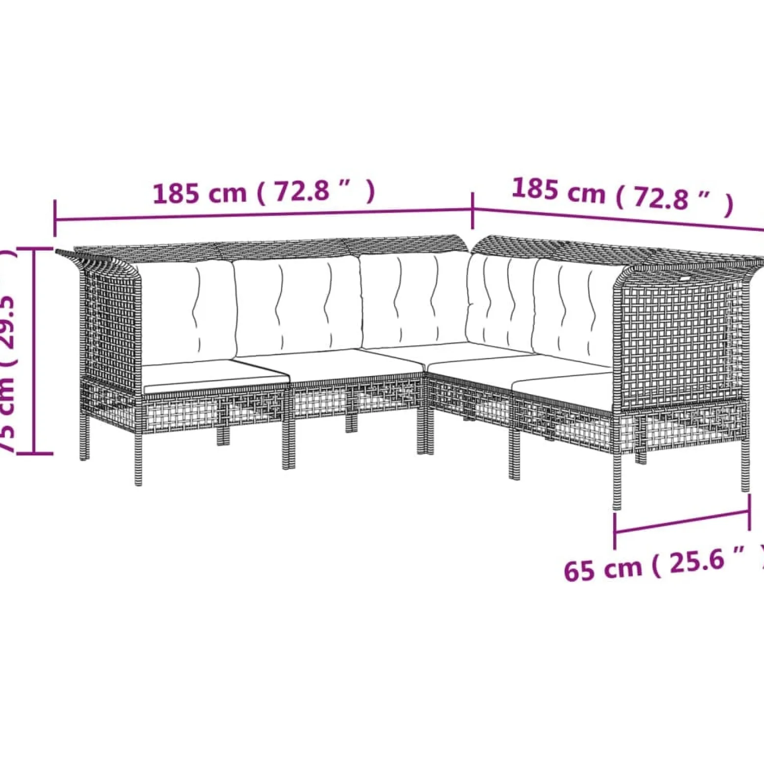 Zestaw wypoczynkowy do ogrodu Szary Technorattan 4x narożna + 3x sofa