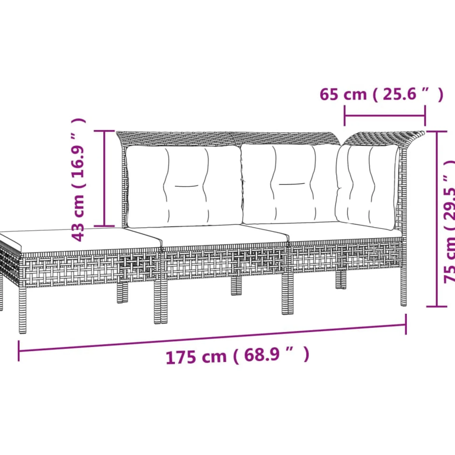 Zestaw wypoczynkowy do ogrodu Szary Technorattan 4x narożna + 3x sofa