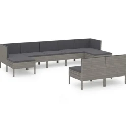 Zestaw wypoczynkowy do ogrodu Szary Technorattan 2x narożna + 5x sofa