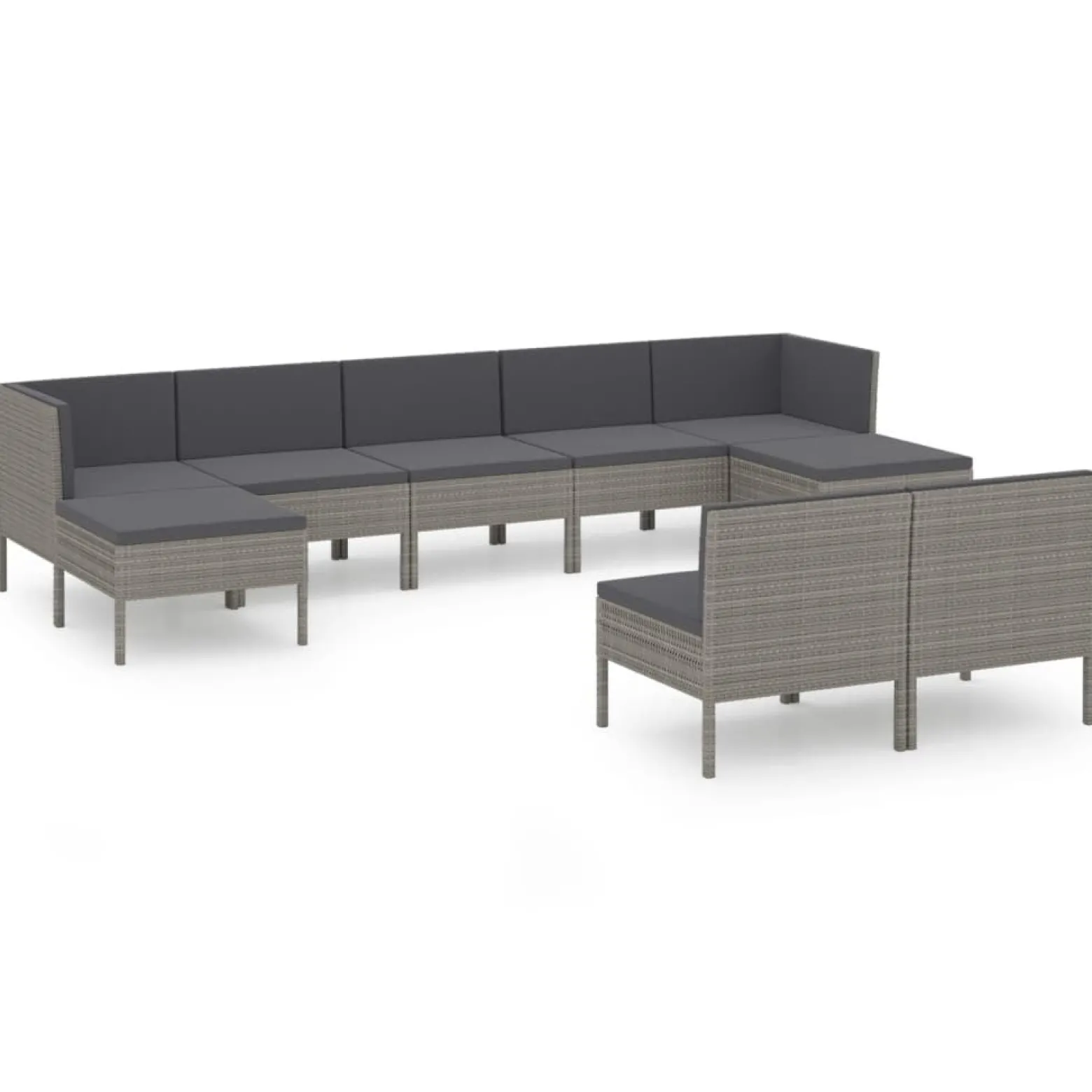 Zestaw wypoczynkowy do ogrodu Szary Technorattan 2x narożna + 5x sofa