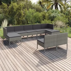 Zestaw wypoczynkowy do ogrodu Szary Technorattan 2x narożna + 5x sofa