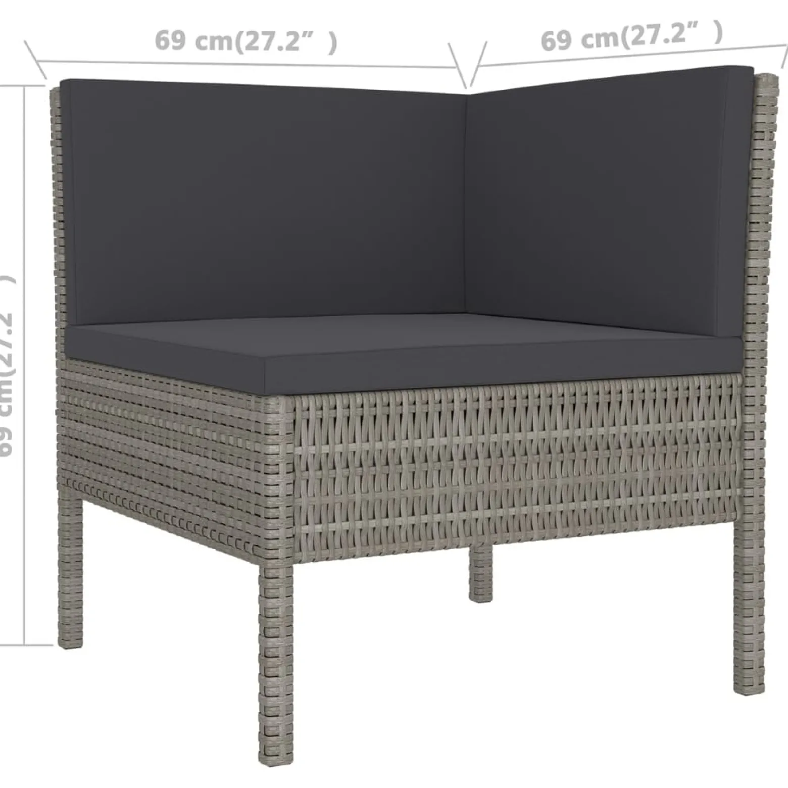 Zestaw wypoczynkowy do ogrodu Szary Technorattan 2x narożna + 5x sofa
