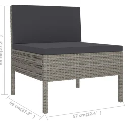 Zestaw wypoczynkowy do ogrodu Szary Technorattan 2x narożna + 5x sofa