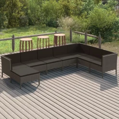 Zestaw wypoczynkowy do ogrodu Szary Technorattan 3x narożna + 4x sofa