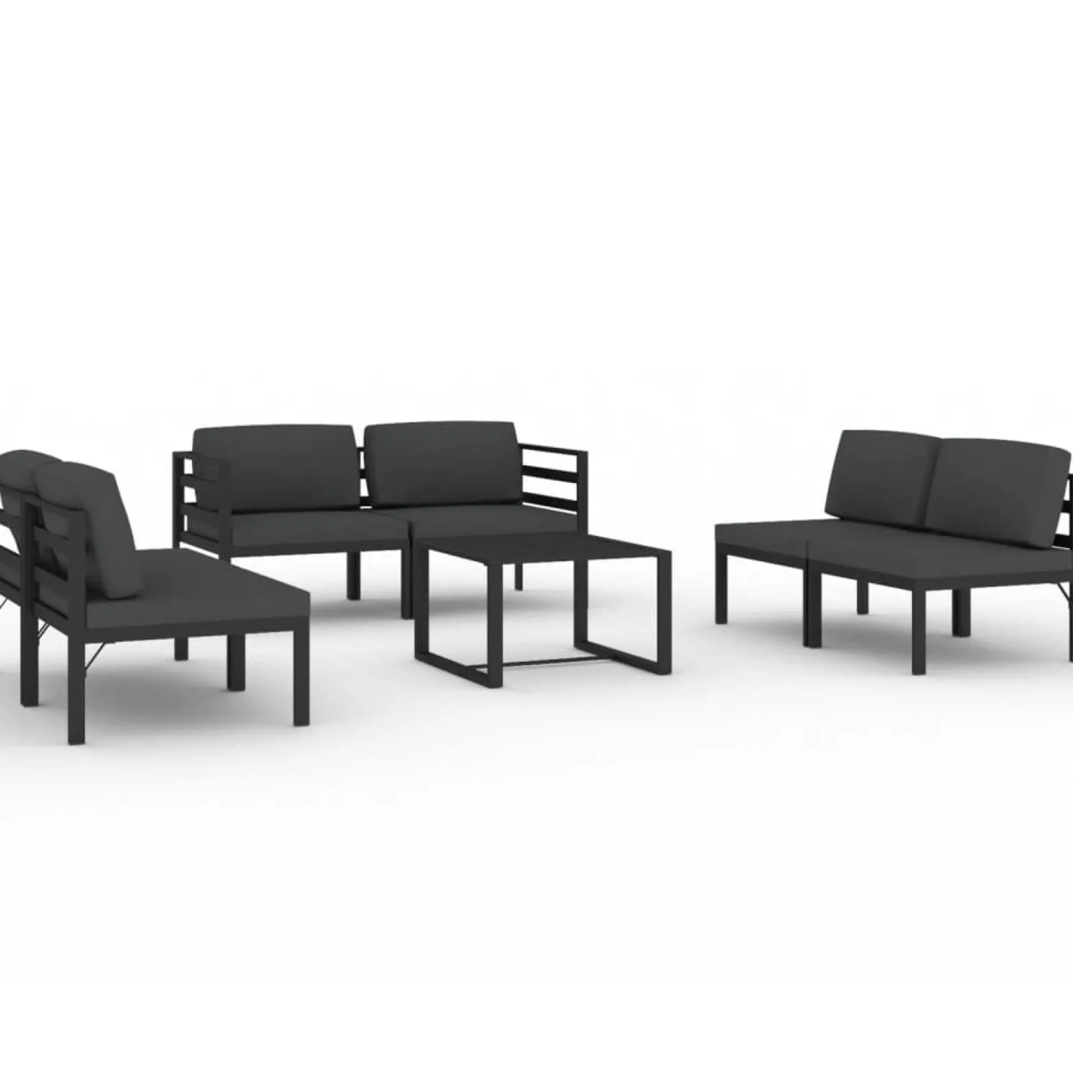 Zestaw wypoczynkowy do ogrodu Antracyt Aluminium 4x sofa środkowa + 2x