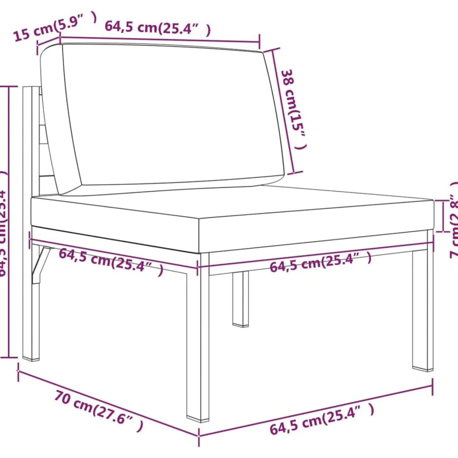 Zestaw wypoczynkowy do ogrodu Antracyt Aluminium 4x sofa środkowa + 2x