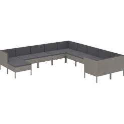 Zestaw wypoczynkowy do ogrodu Szary Technorattan 4x narożna + 6x sofa