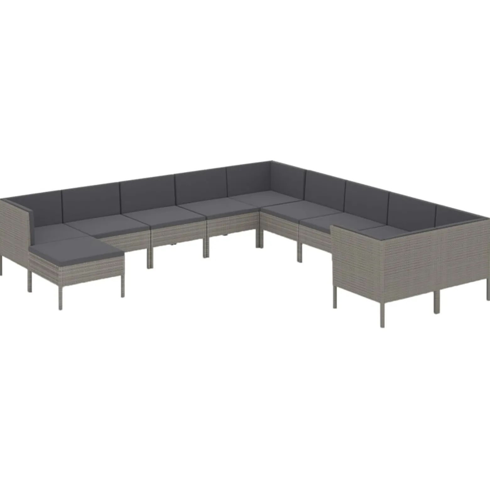 Zestaw wypoczynkowy do ogrodu Szary Technorattan 4x narożna + 6x sofa