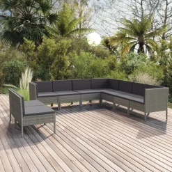 Zestaw wypoczynkowy do ogrodu Szary Technorattan 6x sofa środkowa + 3x