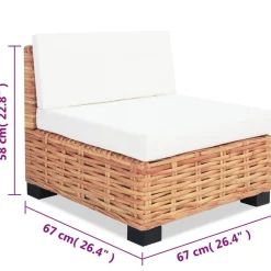 Zestaw wypoczynkowy, 18 elementów, naturalny rattan
